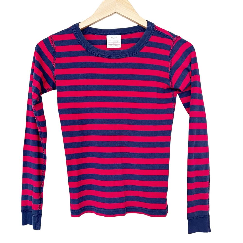 Hanna Andersson Red Blue Striped Organic Cotton Long Sleeve Pajama Top Sz 12